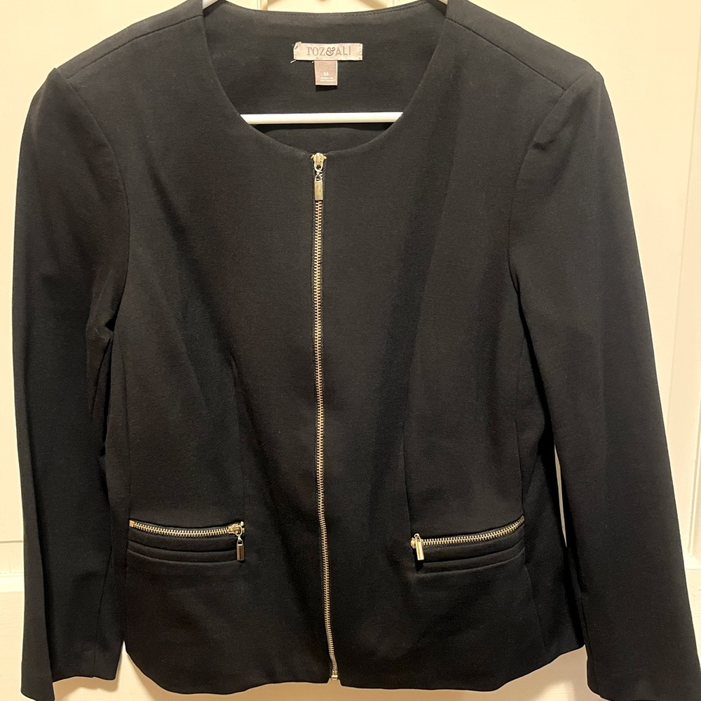 Roz&Ali Stylish Black Fitted Black Jacket sz M